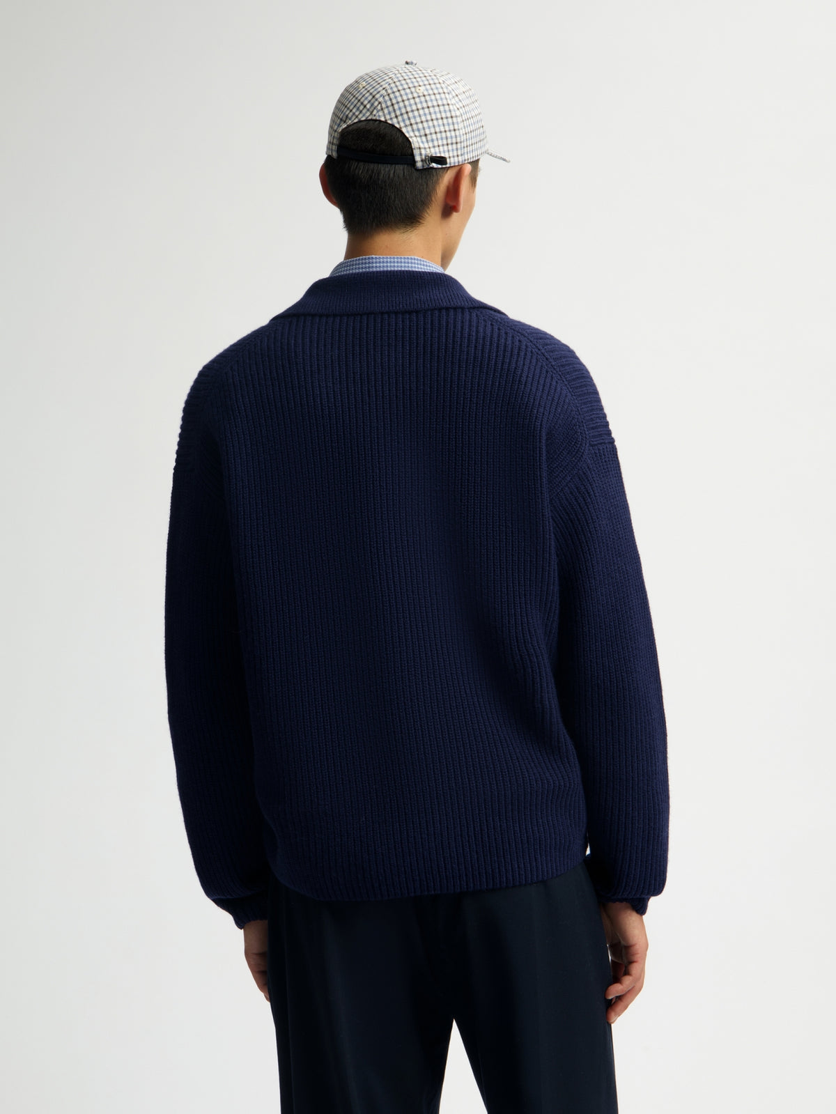 KNITTED ZIP CARDIGAN | NAVY