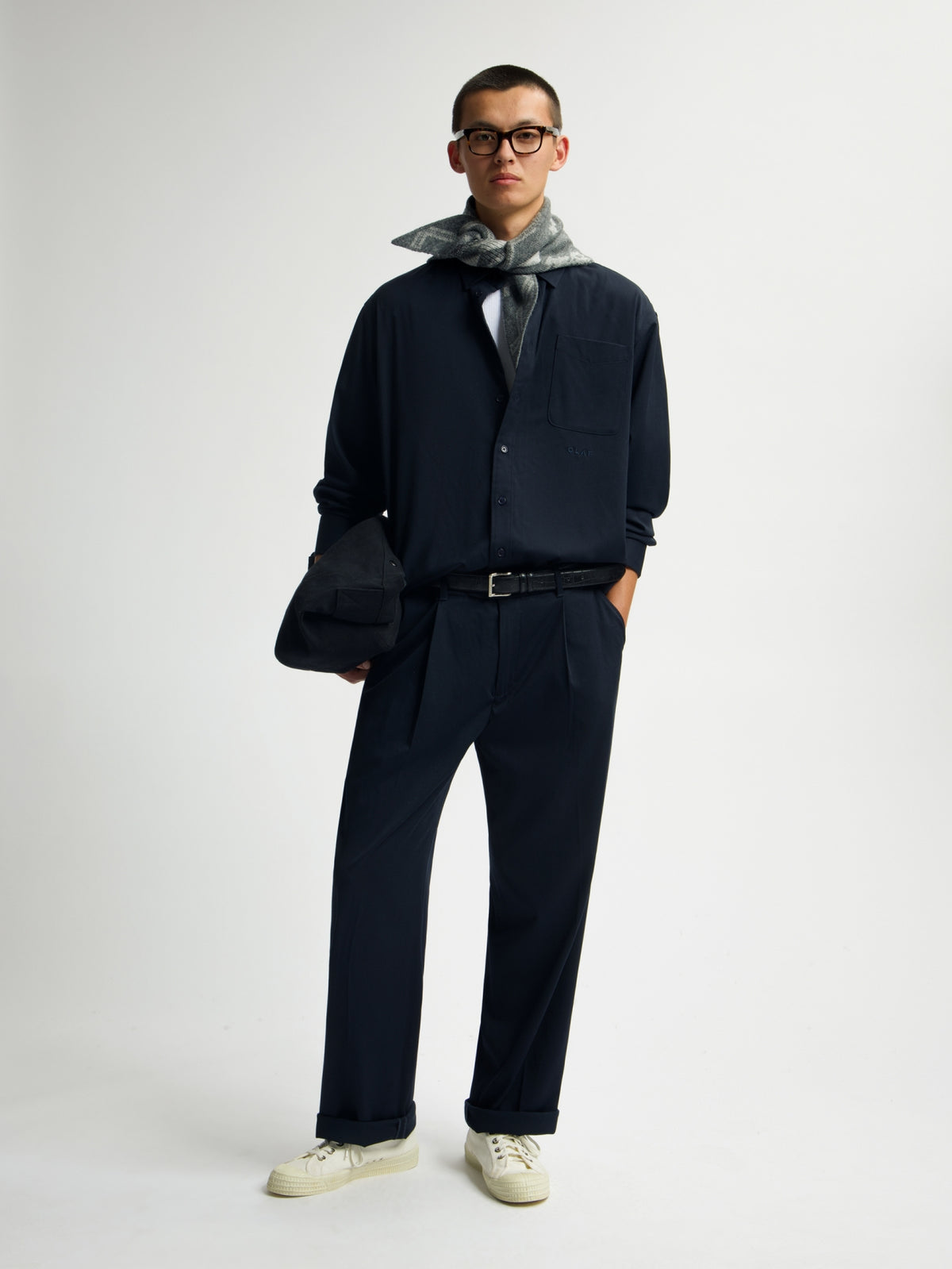 OVERSIZED WOOL BLEND SHIRT | NAVY