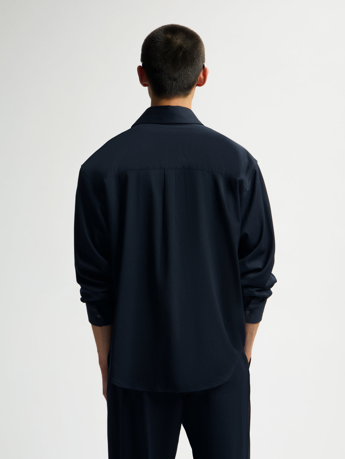 OVERSIZED WOOL BLEND SHIRT | NAVY
