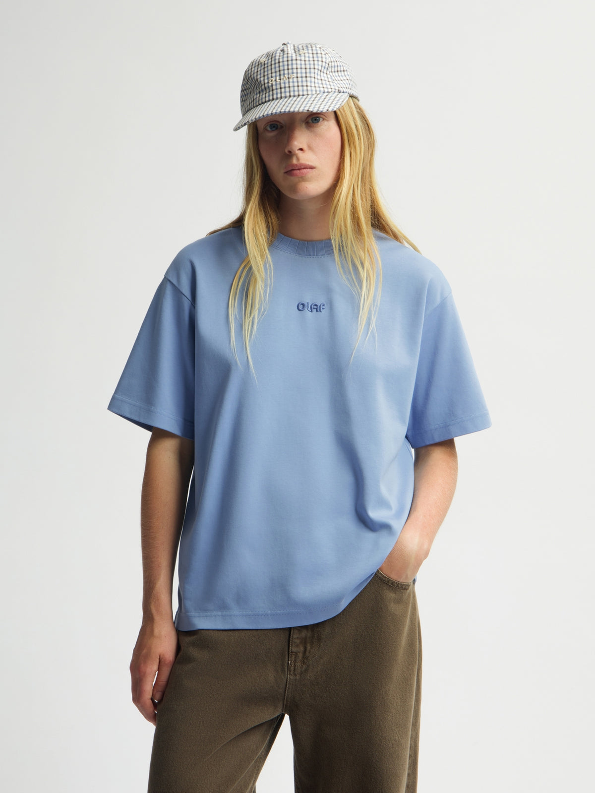 RETRO LOGO BOXY TEE | DUSTY BLUE