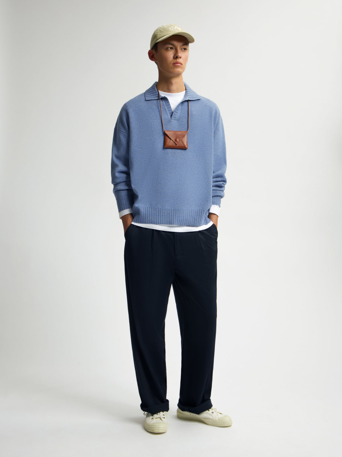 ESSENTIAL KNITTED POLO | DUSTY BLUE