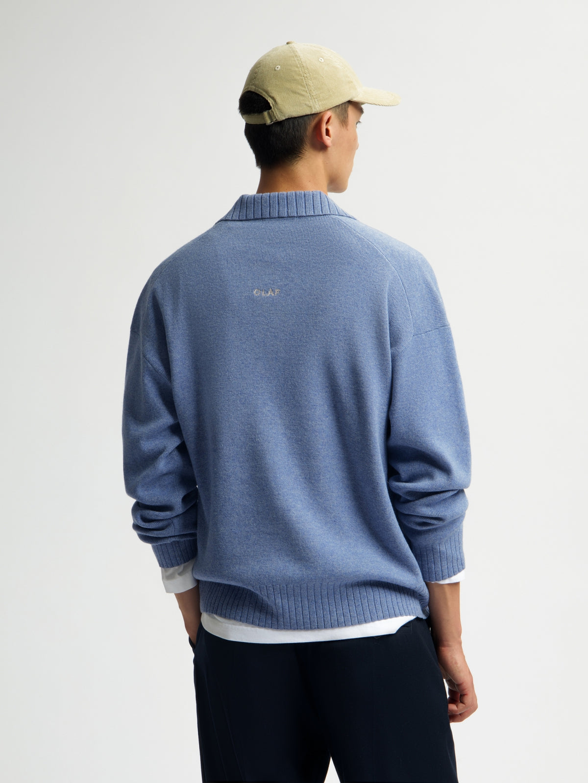 ESSENTIAL KNITTED POLO | DUSTY BLUE