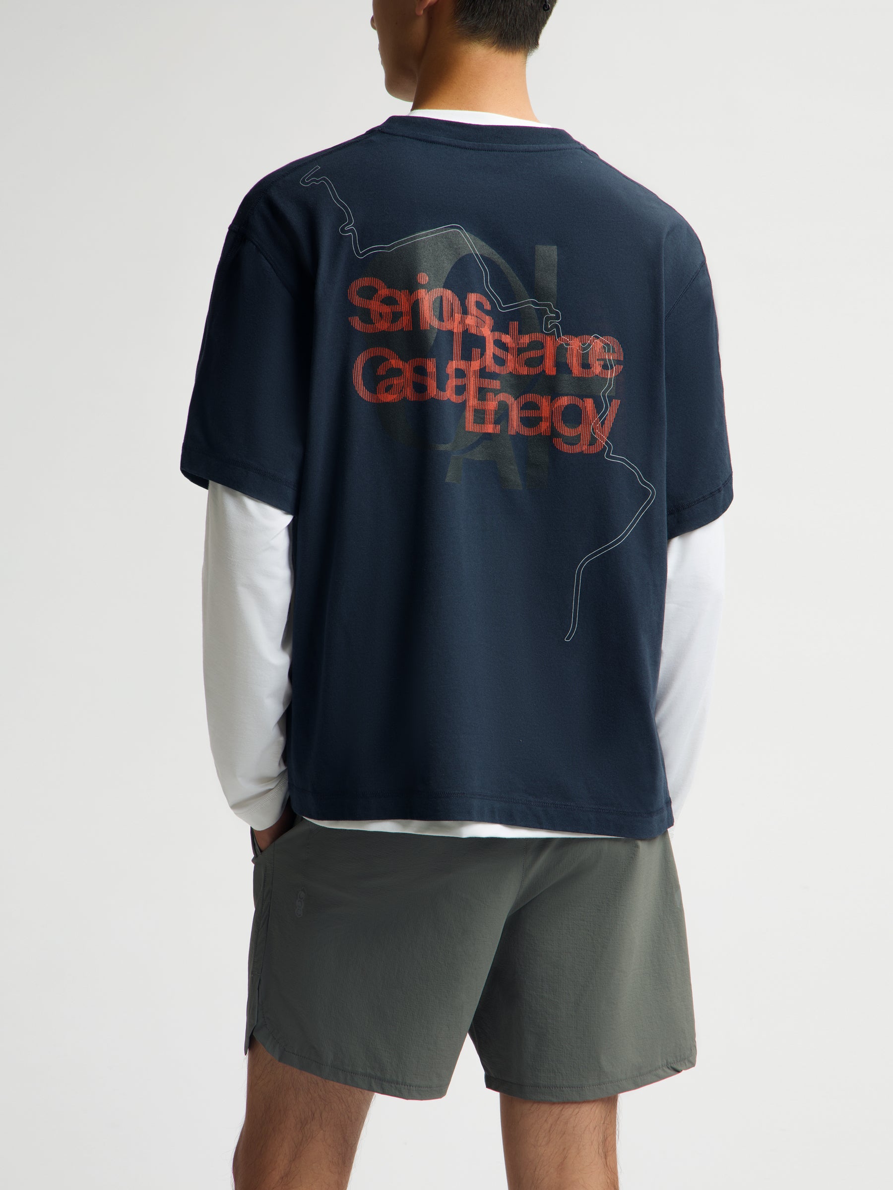Graphic Boxy Tee SS - Navy