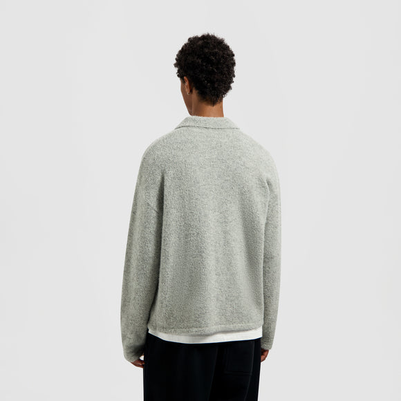 Signature Knitted Polo - Heather Grey