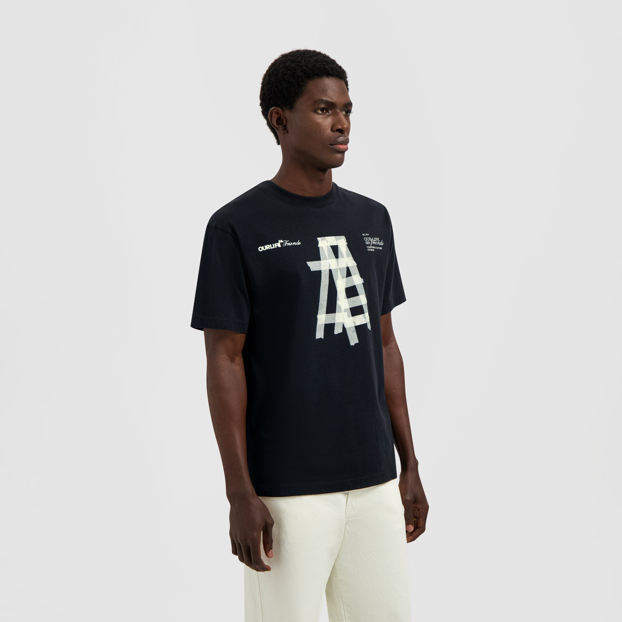 Taped Ladder SS Tee - Black