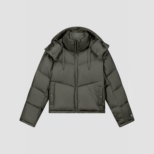 WMN Chevron Puffer Jacket - Olive Green