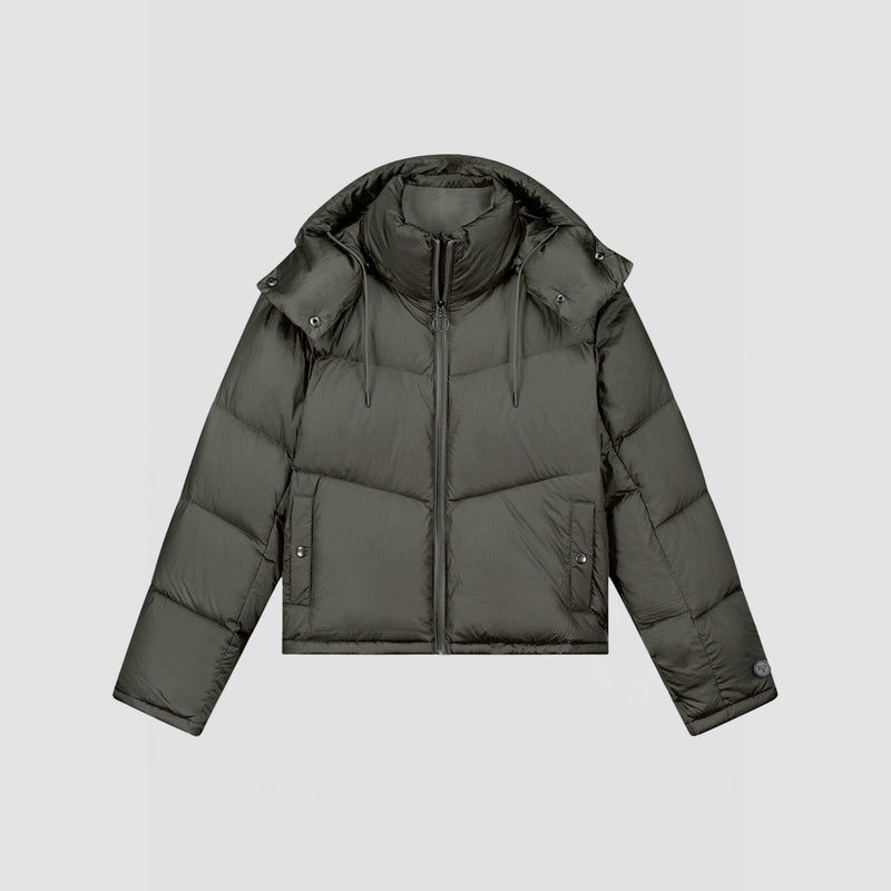 WMN Chevron Puffer Jacket - Olive Green