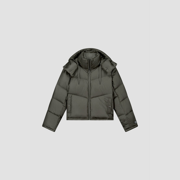 WMN Chevron Puffer Jacket - Olive Green