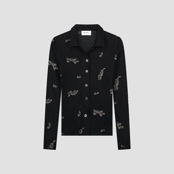 WMN AOP Sheer Shirt - Black