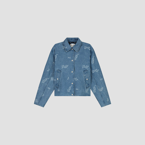 WMN Wavy AOP Coach Jacket - Light Denim