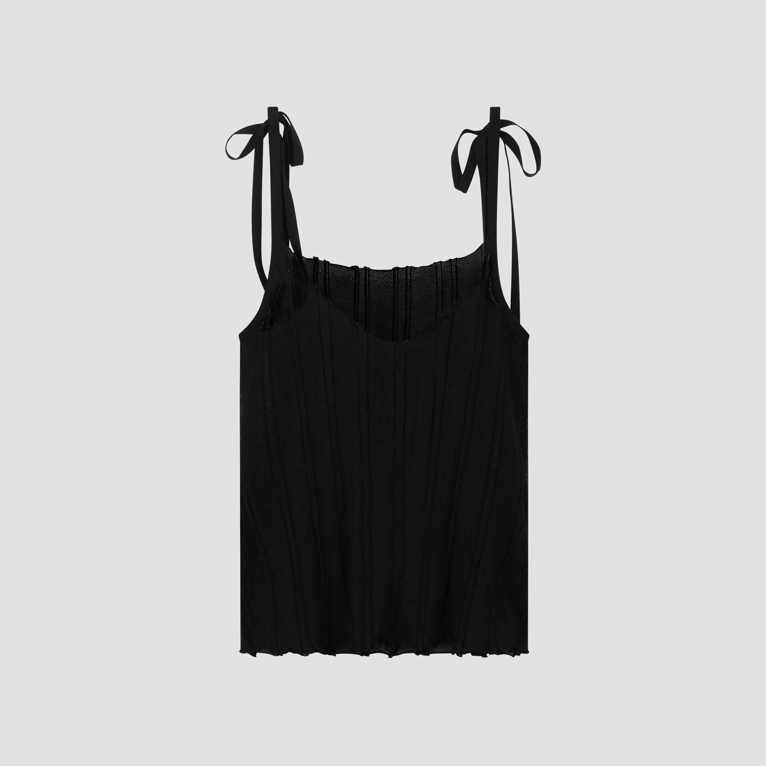 WMN Knitted Tie Tank Top - Black
