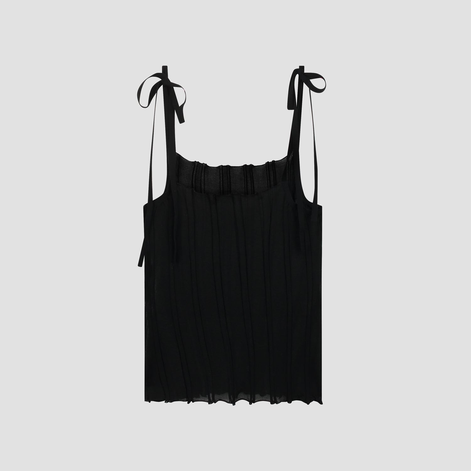 WMN Knitted Tie Tank Top - Black