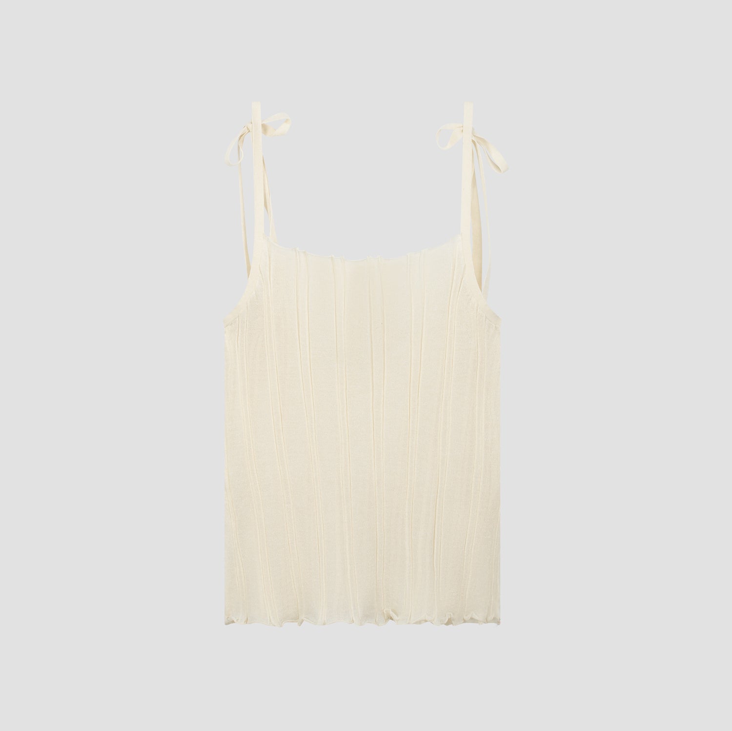 WMN Knitted Tie Tank Top - Off White