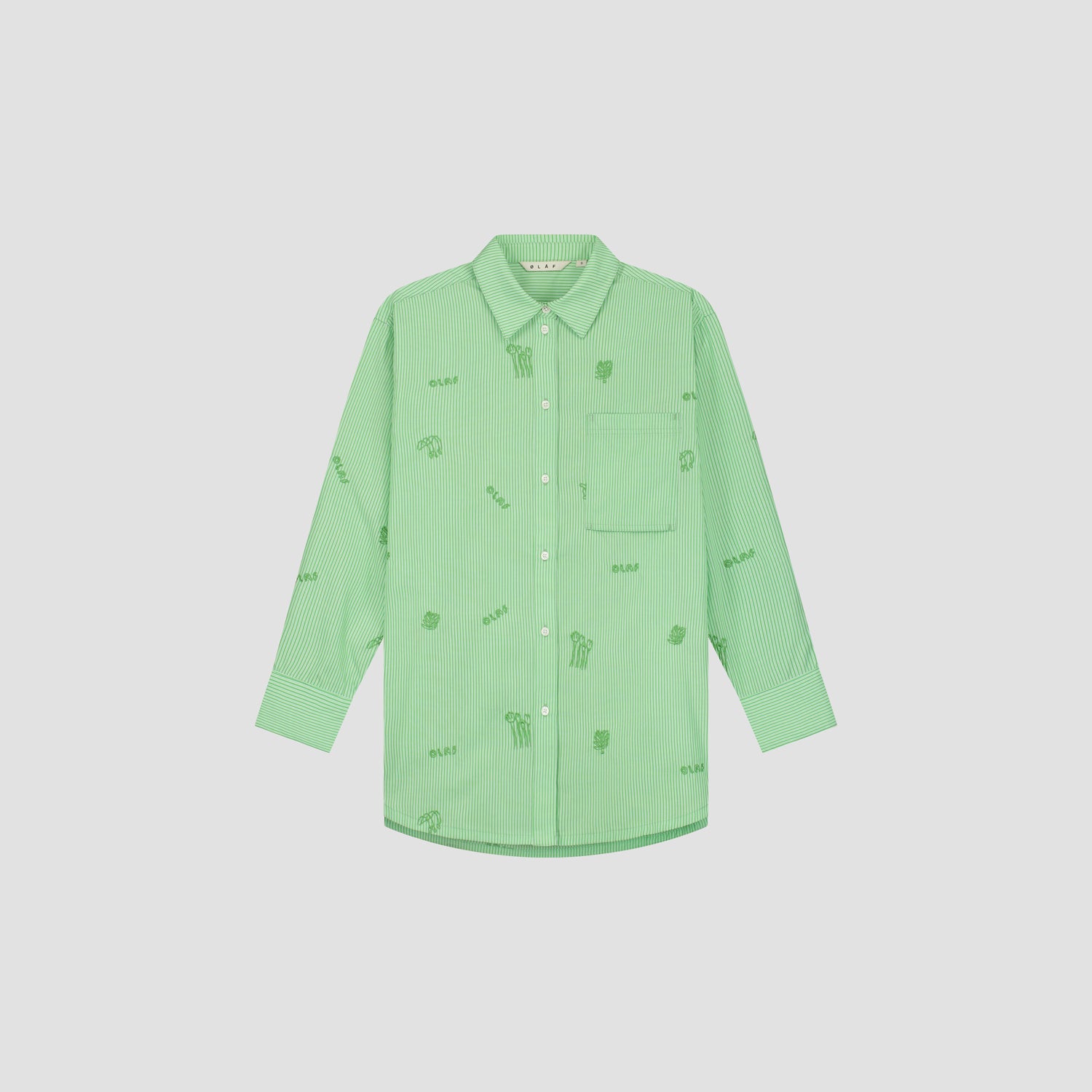 WMN Stripe Embro Shirt - Green