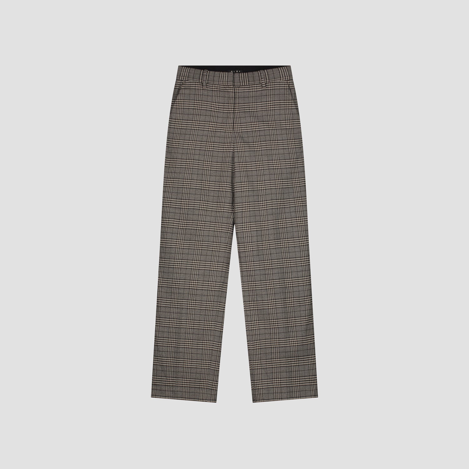 Check Tailored Straight Pants - Grey