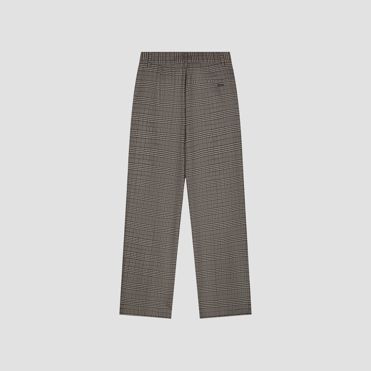 Check Tailored Straight Pants - Grey