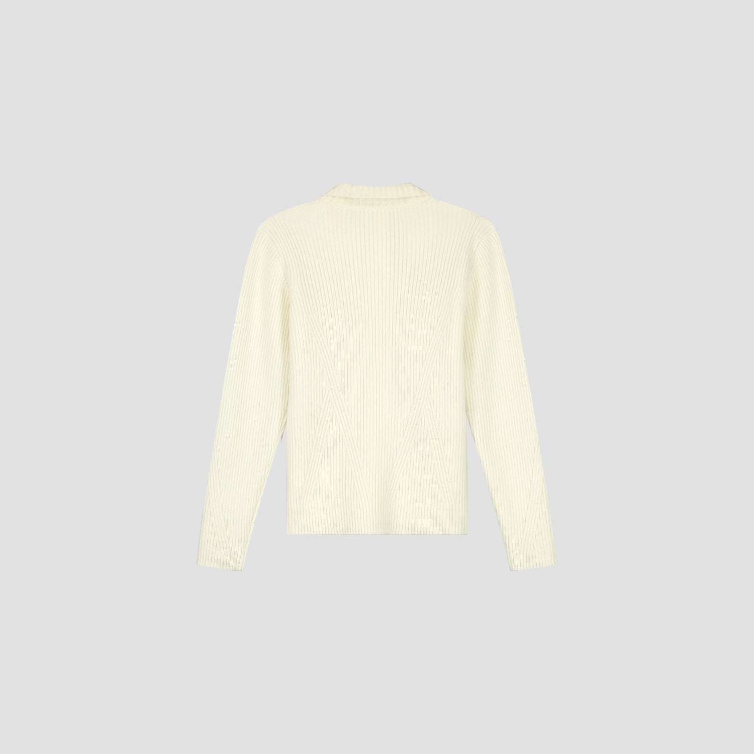 Merino Ribbed Knit Cardigan - Off White