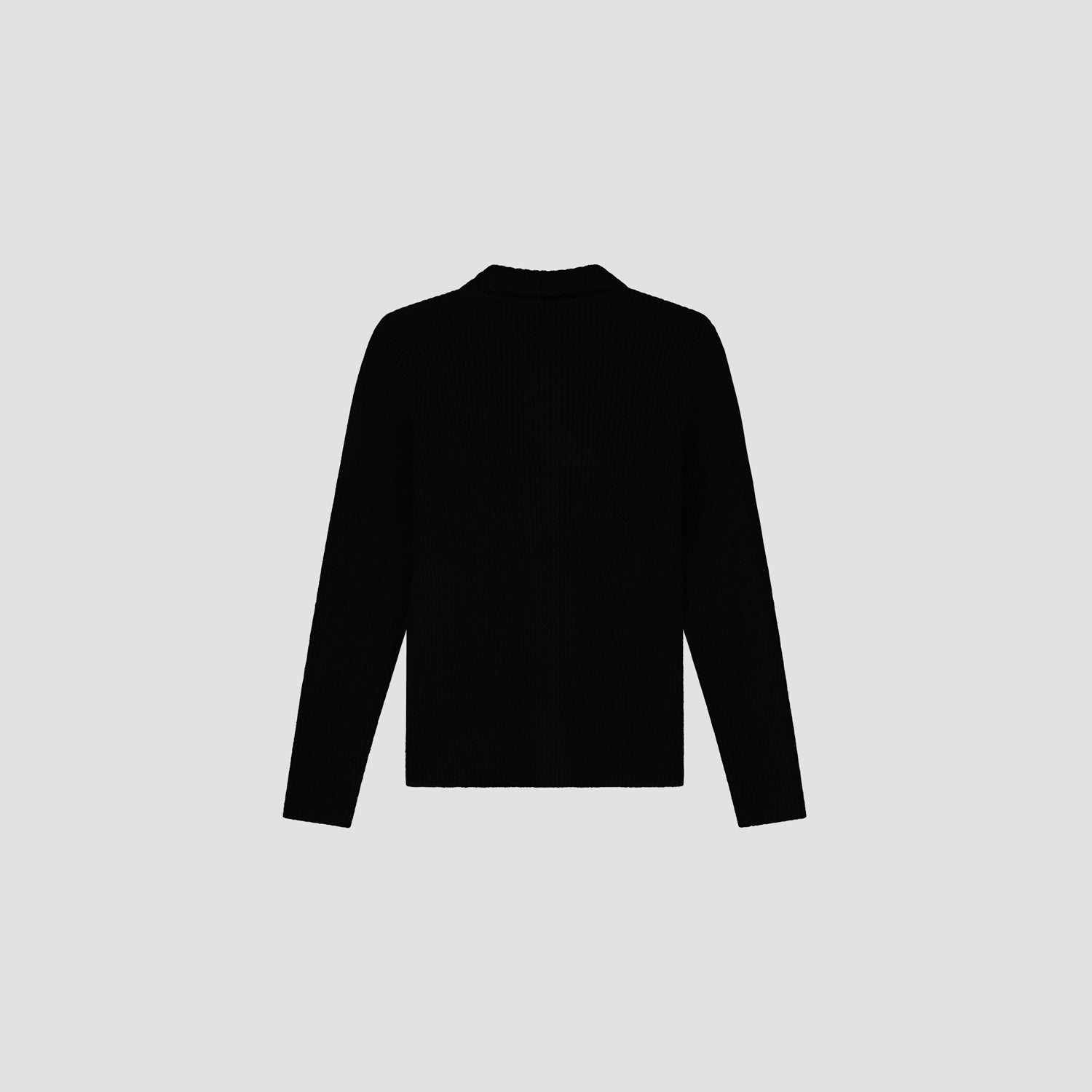 Merino Ribbed Knit Cardigan - Black
