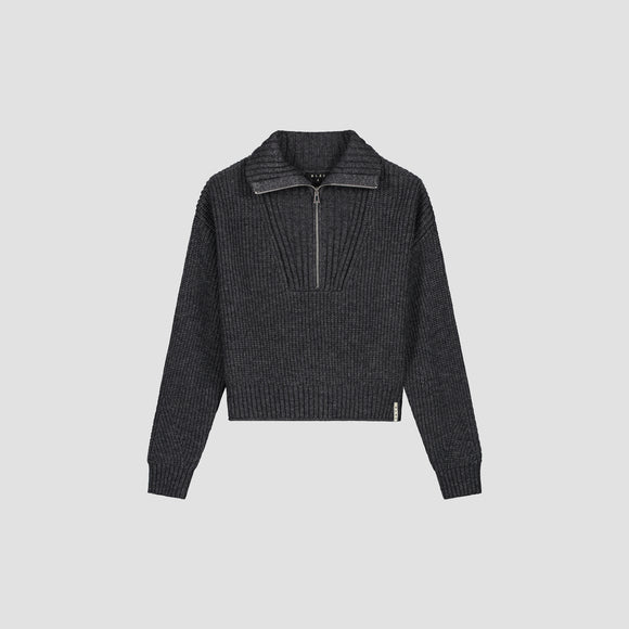 Merino Half Zip Knit - Dark Grey