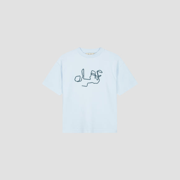 Ribbon Logo Boxy Tee - Light Blue