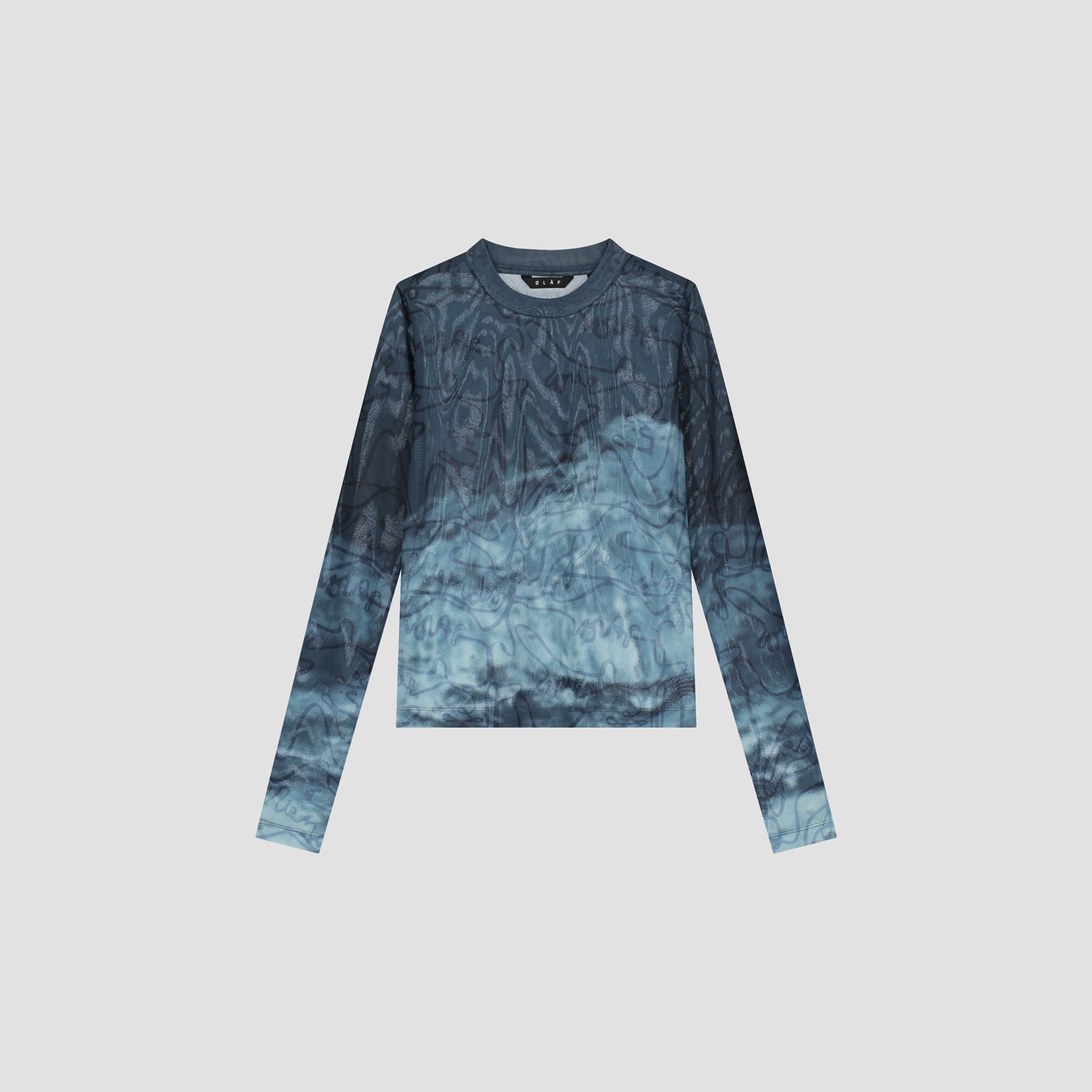 Script AOP Mesh LS Top - Dark Teal Blue