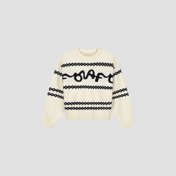 Signature Jacquard Crewneck Knit - Off White