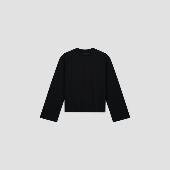 Retro Logo Flared LS Top - Black