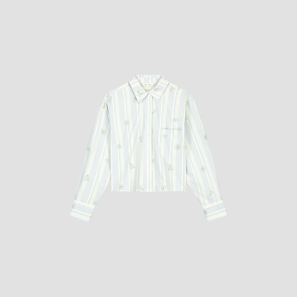 Embro Stripe Cropped Shirt - Green / Blue