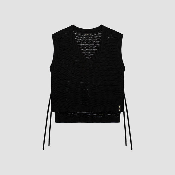 Open Knit Vest - Black