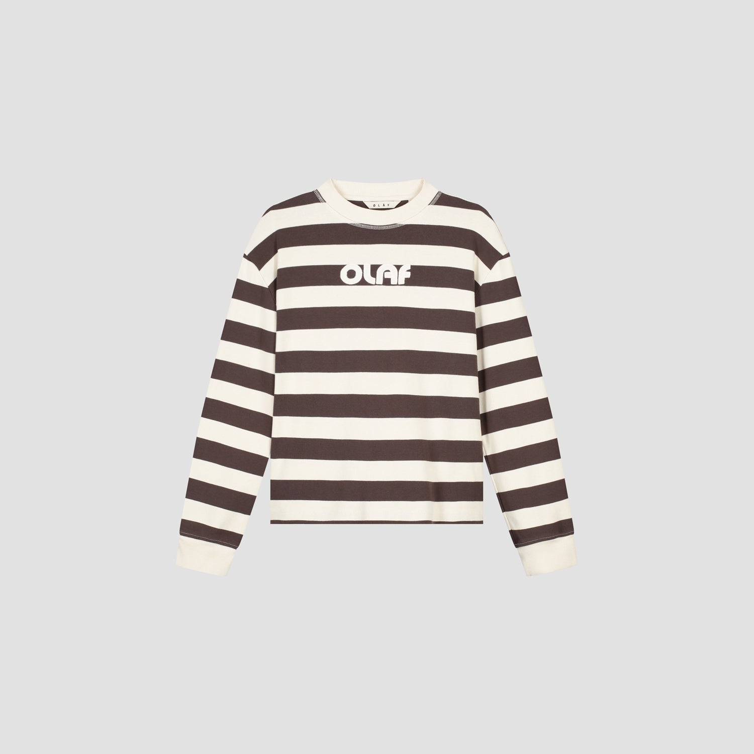Striped Rib Retro Logo Crewneck