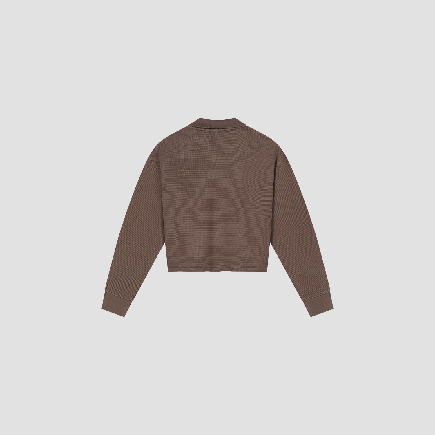Waffle Polo Top Long Sleeve - Hot Fudge
