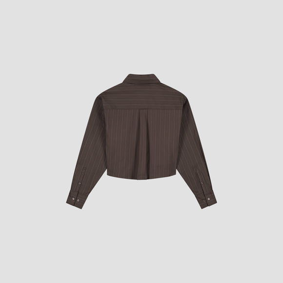 Pinstripe Cropped Shirt - Hot Fudge