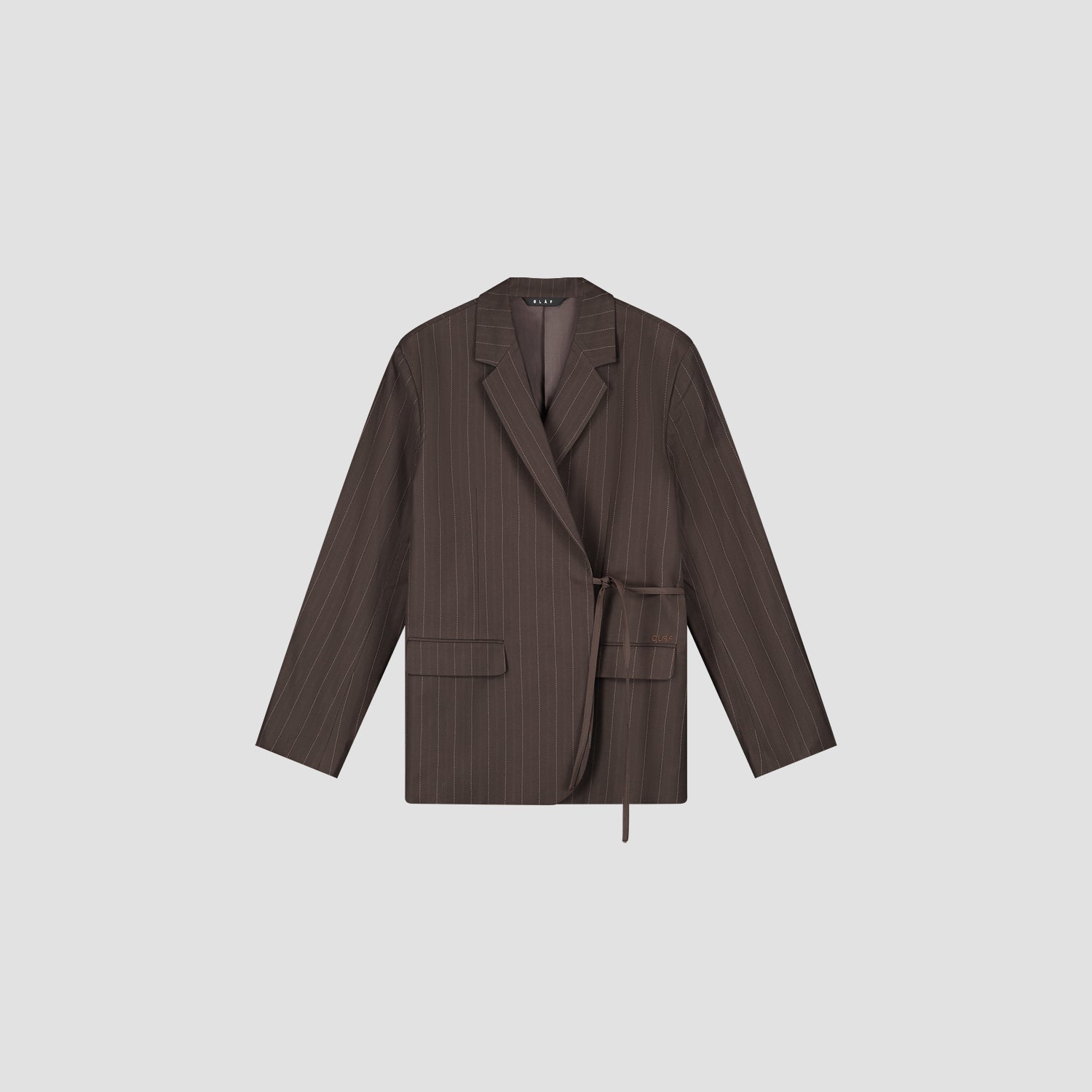 Pinstripe Tie Detail Blazer - Hot Fudge