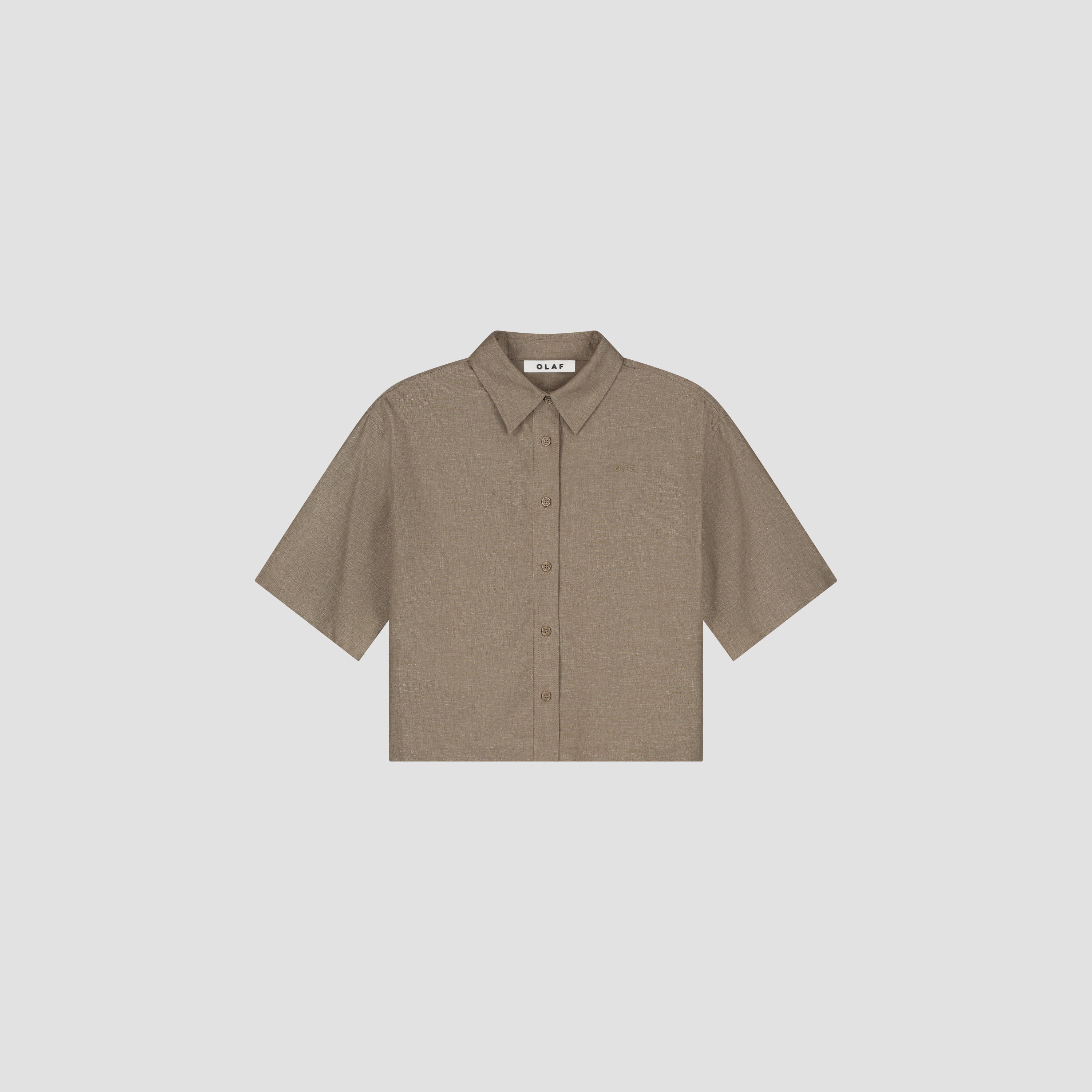 Linen Short Sleeve Shirt - Taupe