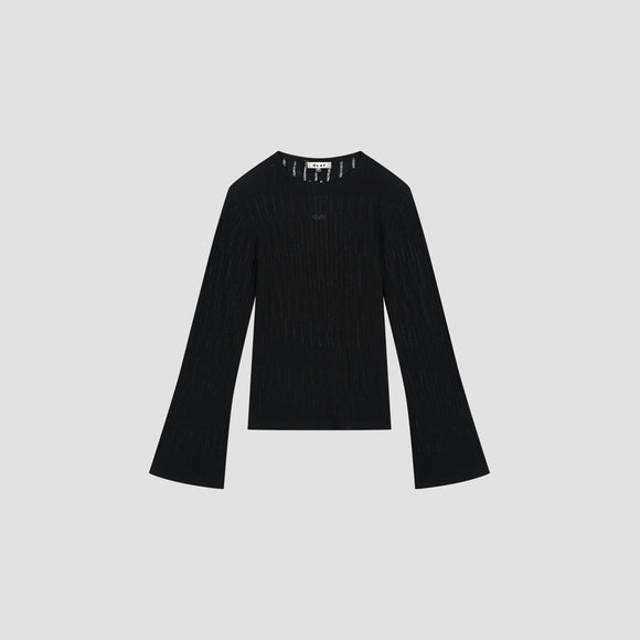 Retro Logo Wide Sleeve Knit - Black