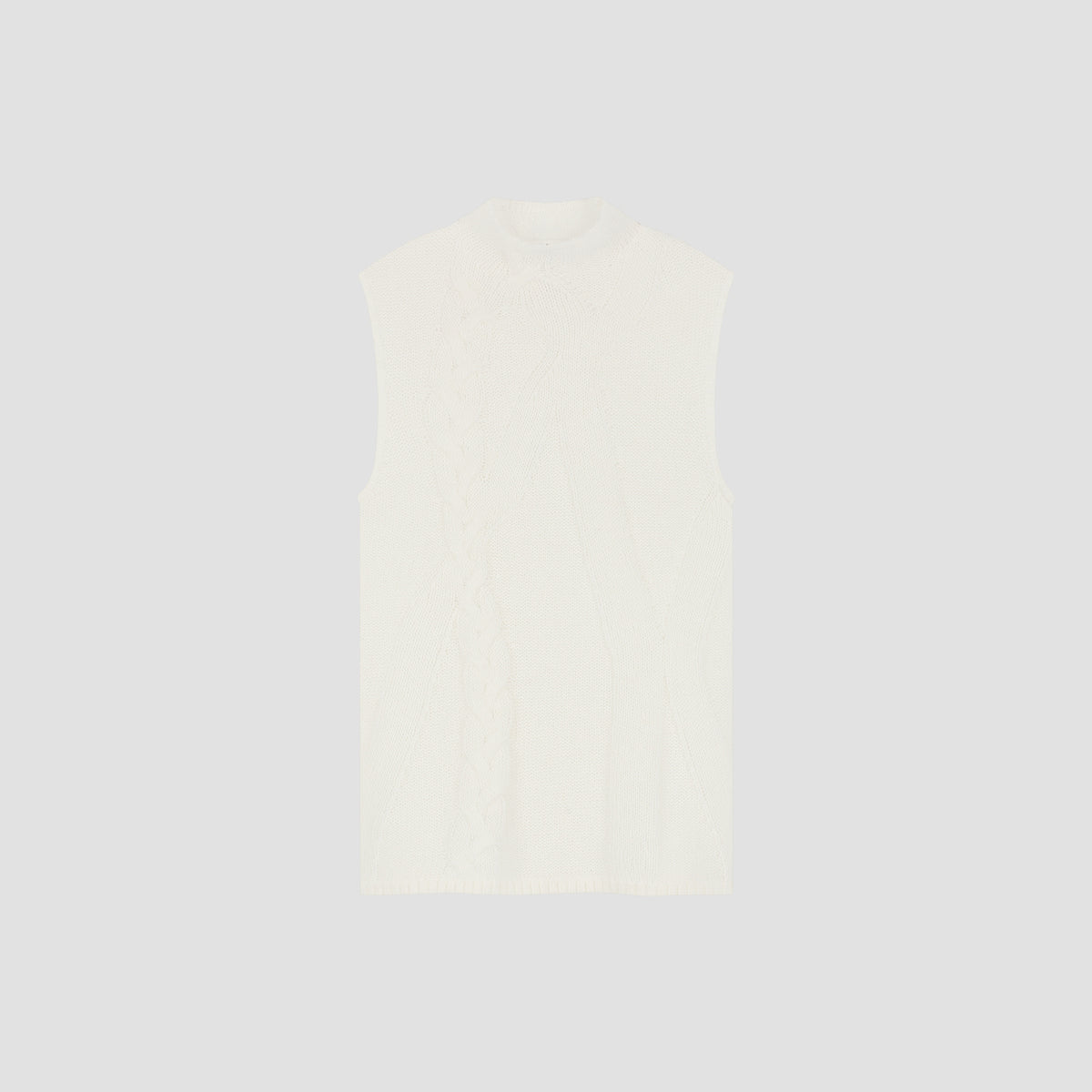 CABLE SLEEVLESS KNIT | OFF WHITE / MULCH