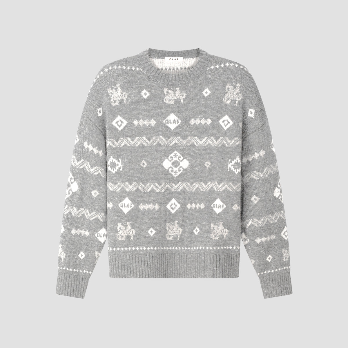 FAIR ISLE KNITTED CREWNECK | HEATHER GREY