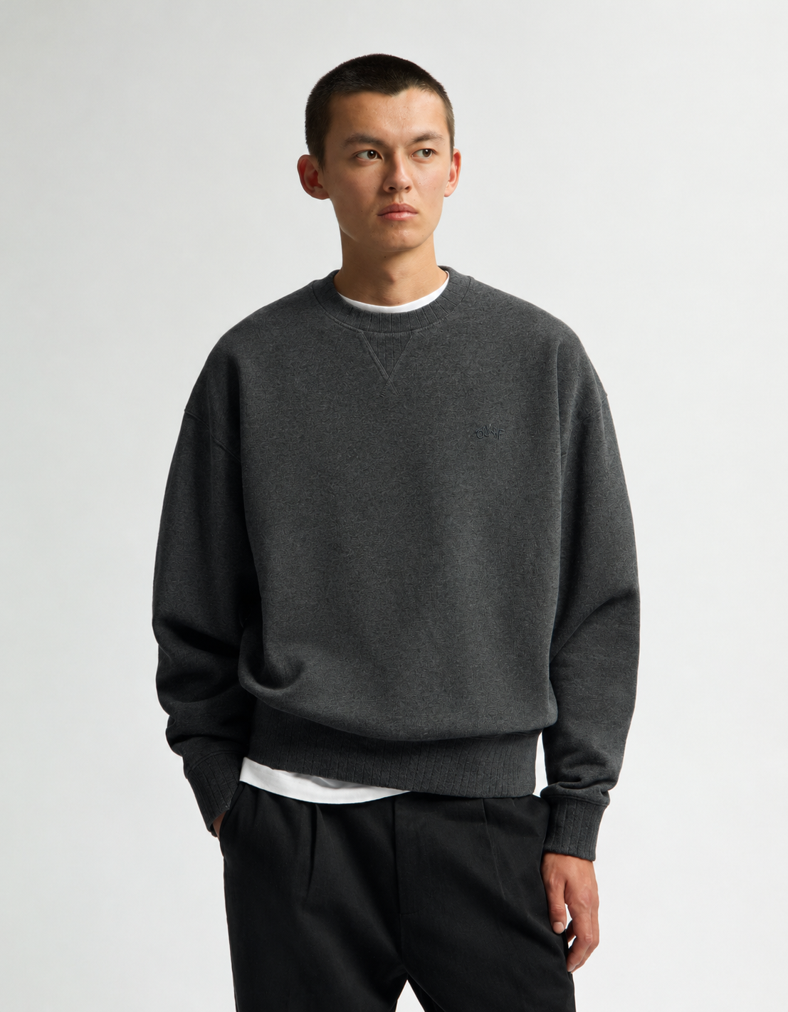 SIGNATURE BOXY CREWNECK | CHARCOAL