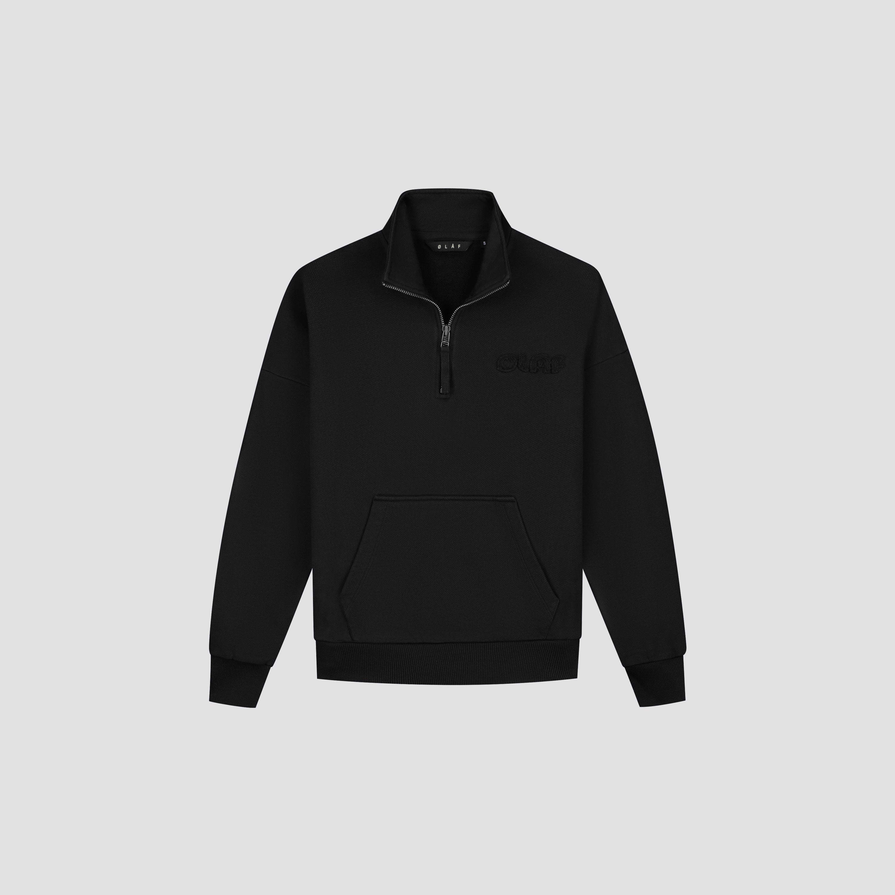 Retro Logo Half Zip Sweat - Black