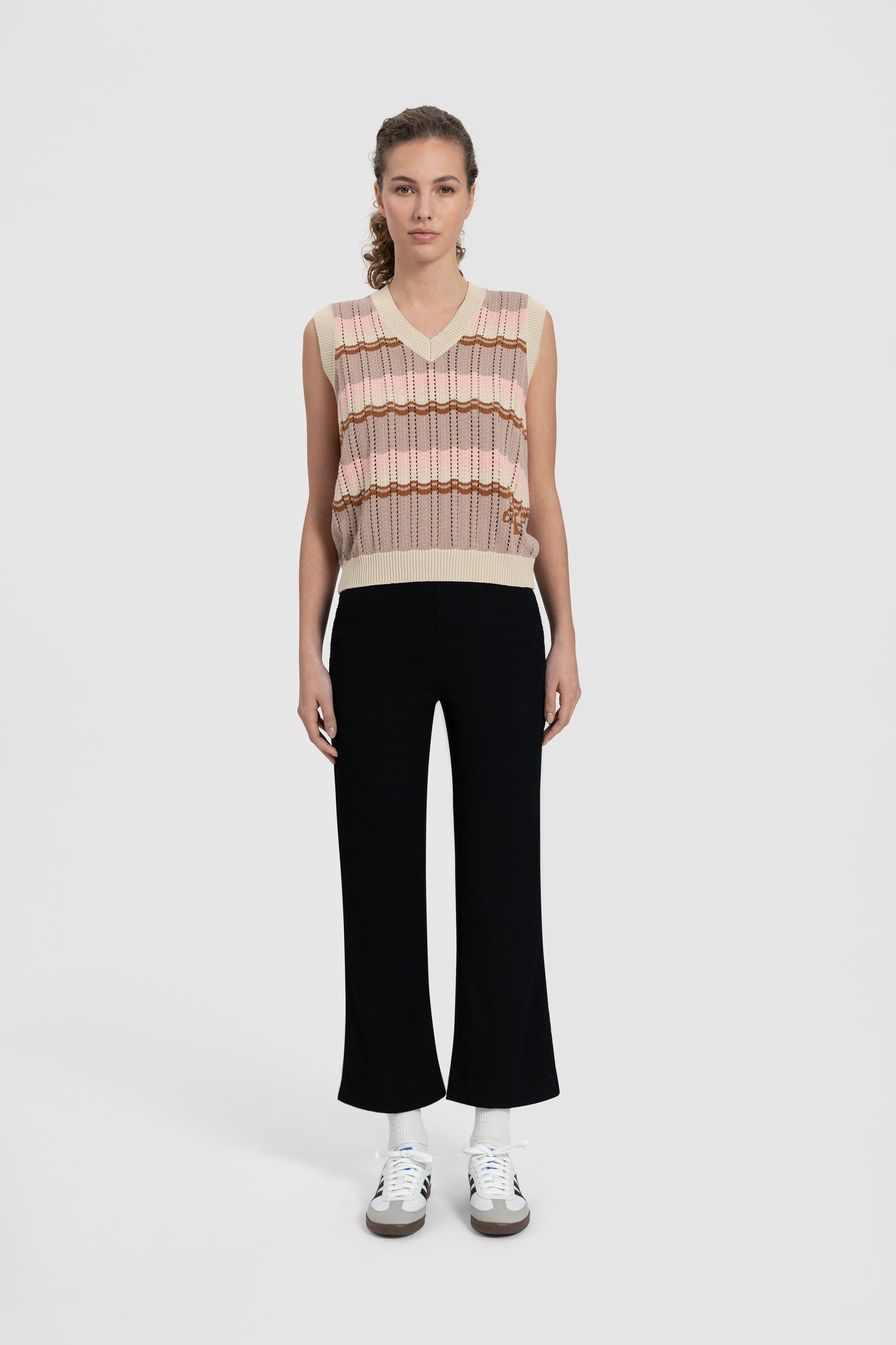 WMN Stripe Knit Vest - Pink/Cement